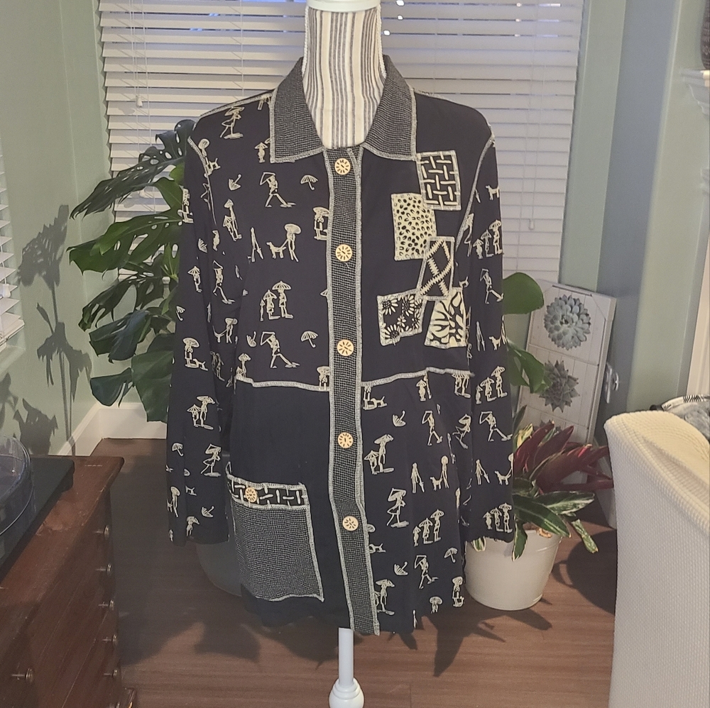 Rare Usindo Lady in the Park Button-Down in Black